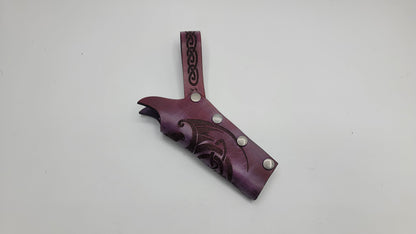 Small Leather Wand Holster Sheath, Celtic Dragon Themed Holder