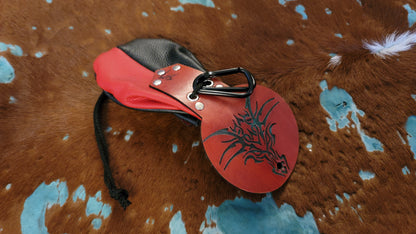Small Leather Dragon Head Dice Bag GLOW in the DARK