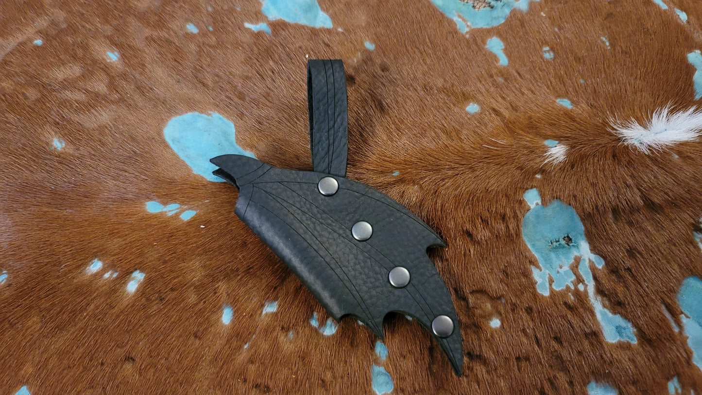 Small Leather Wand Holster Sheath, Dragon Wings Themed Holder