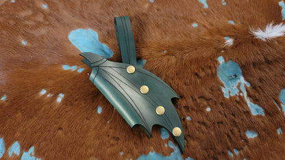 Small Leather Wand Holster Sheath, Dragon Wings Themed Holder