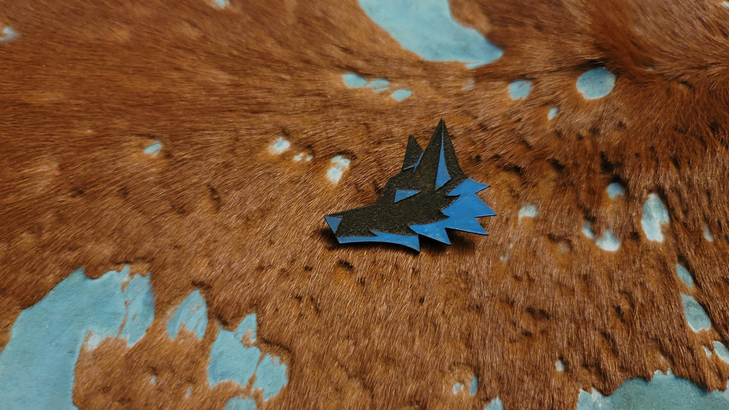 Reverse Color Fox Head UV GLOW Leather Pins Lapel