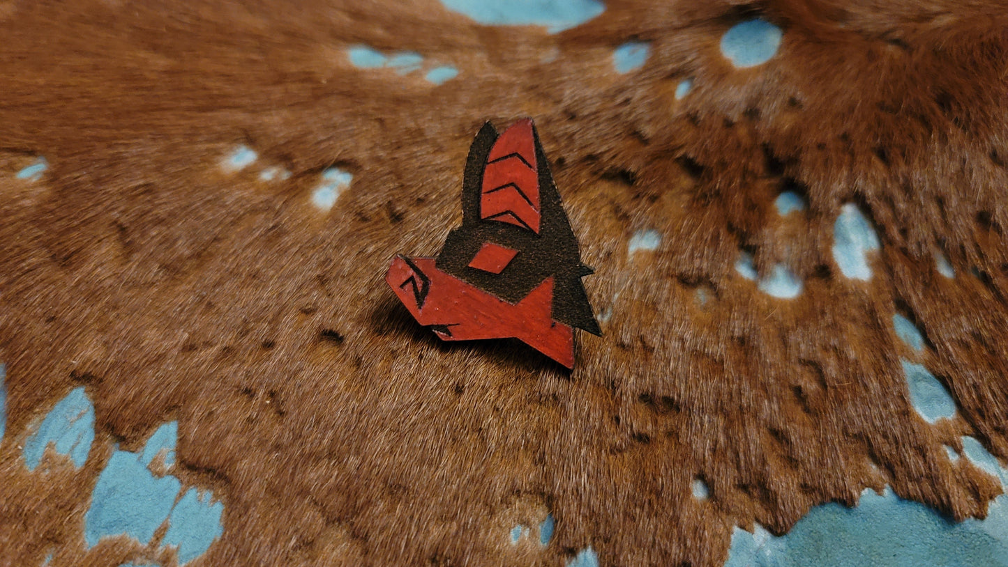 Furry Bat Head UV GLOW Leather Pins Lapel