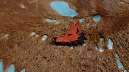 Furry Fox Head UV GLOW Leather Pins Lapel