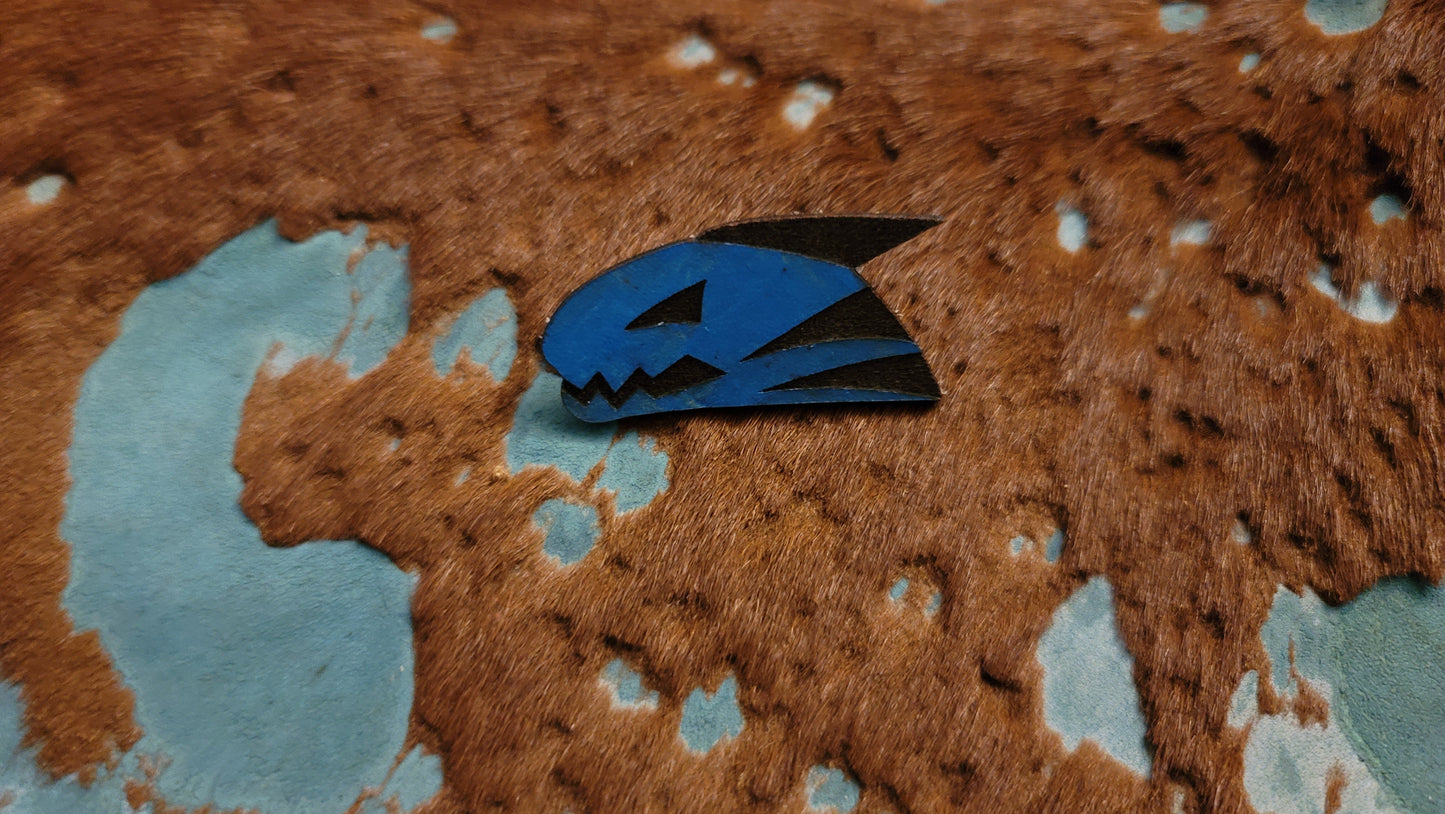 Furry Shark Head UV GLOW Leather Pins Lapel