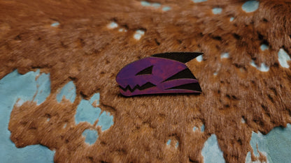 Furry Shark Head UV GLOW Leather Pins Lapel