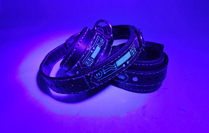 Tough Hide Future Punk UV Reactive Cyber Cuff and Collar Set