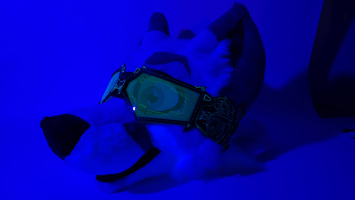 Green UV Reactive Future Punk Cyber Goggles Visor for Furry Fursuit Head