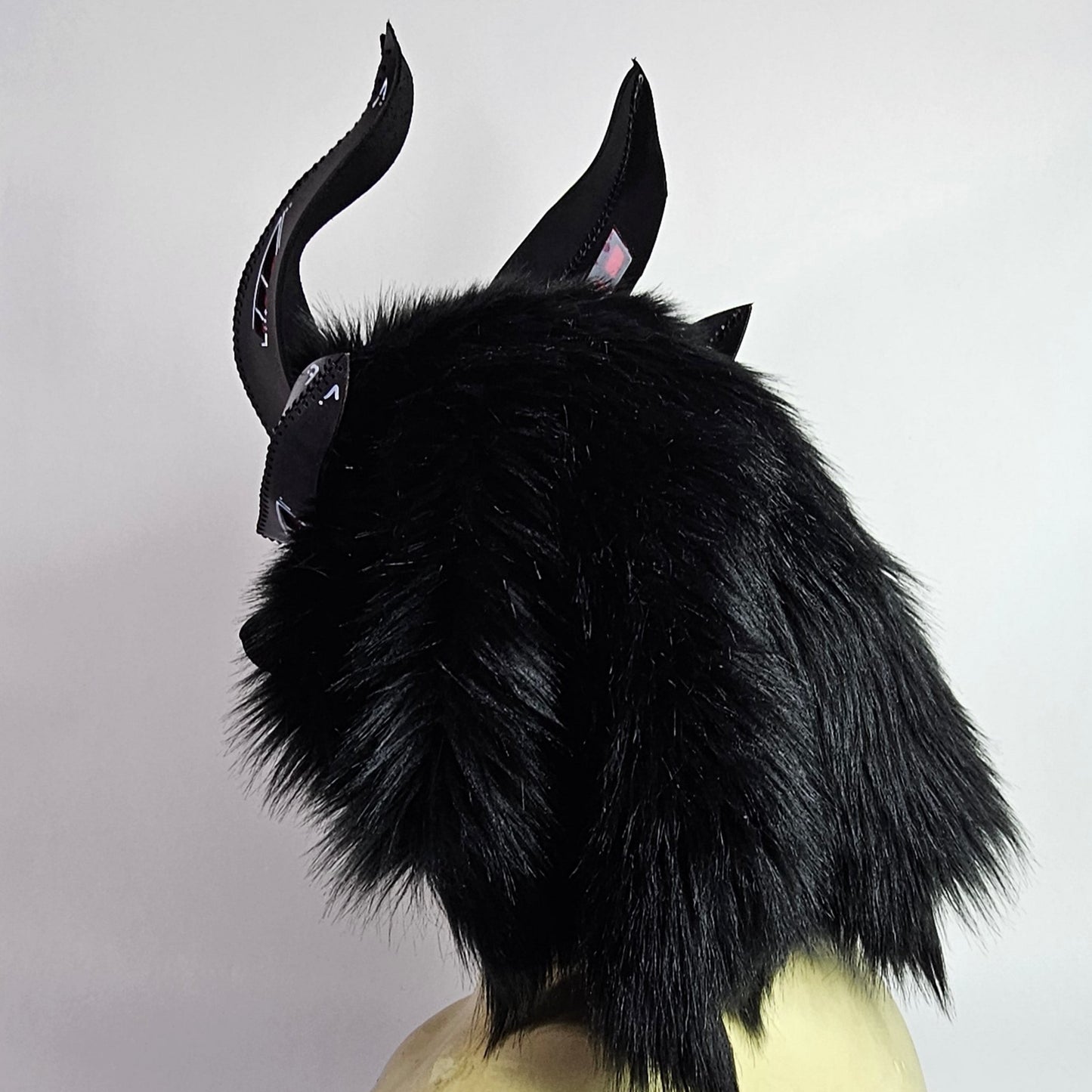 Future Punk Spikey Leather Dragon Mask Furry Head Moving Jaw