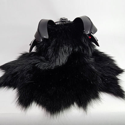 Future Punk Spikey Leather Dragon Mask Furry Head Moving Jaw