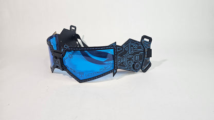 Blue UV Reactive Future Punk Cyber Goggles Visor for Furry Fursuit Hea – DaSueDragon Designs
