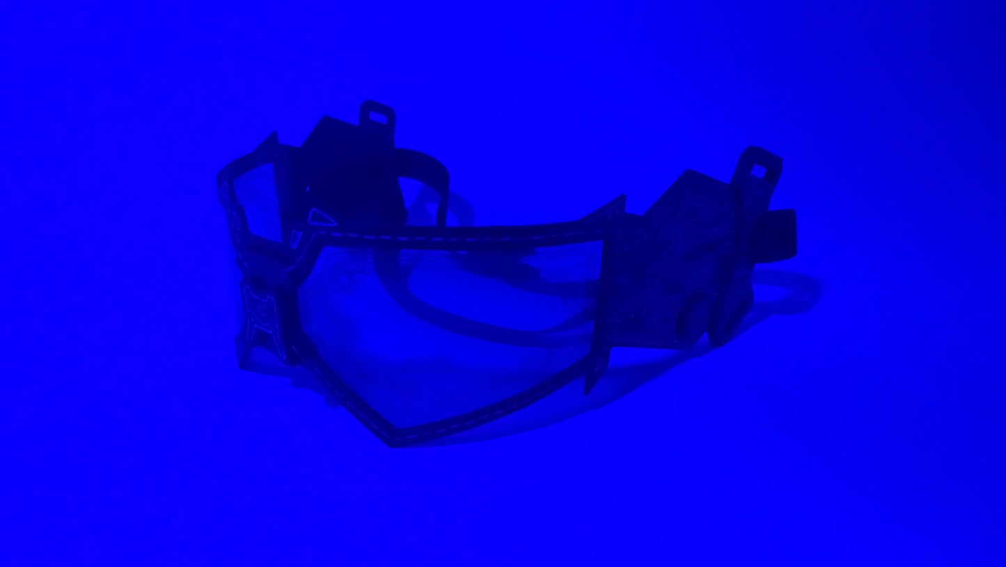 Blue UV Reactive Future Punk Cyber Goggles Visor for Furry Fursuit Head