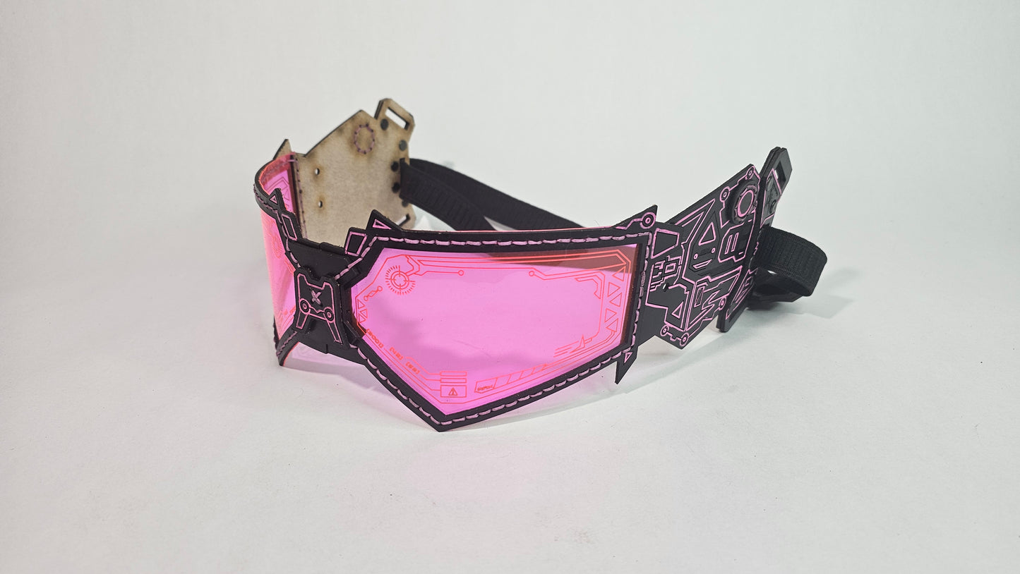 Pink UV Reactive Future Punk Cyber Goggles Visor for Furry Fursuit Head