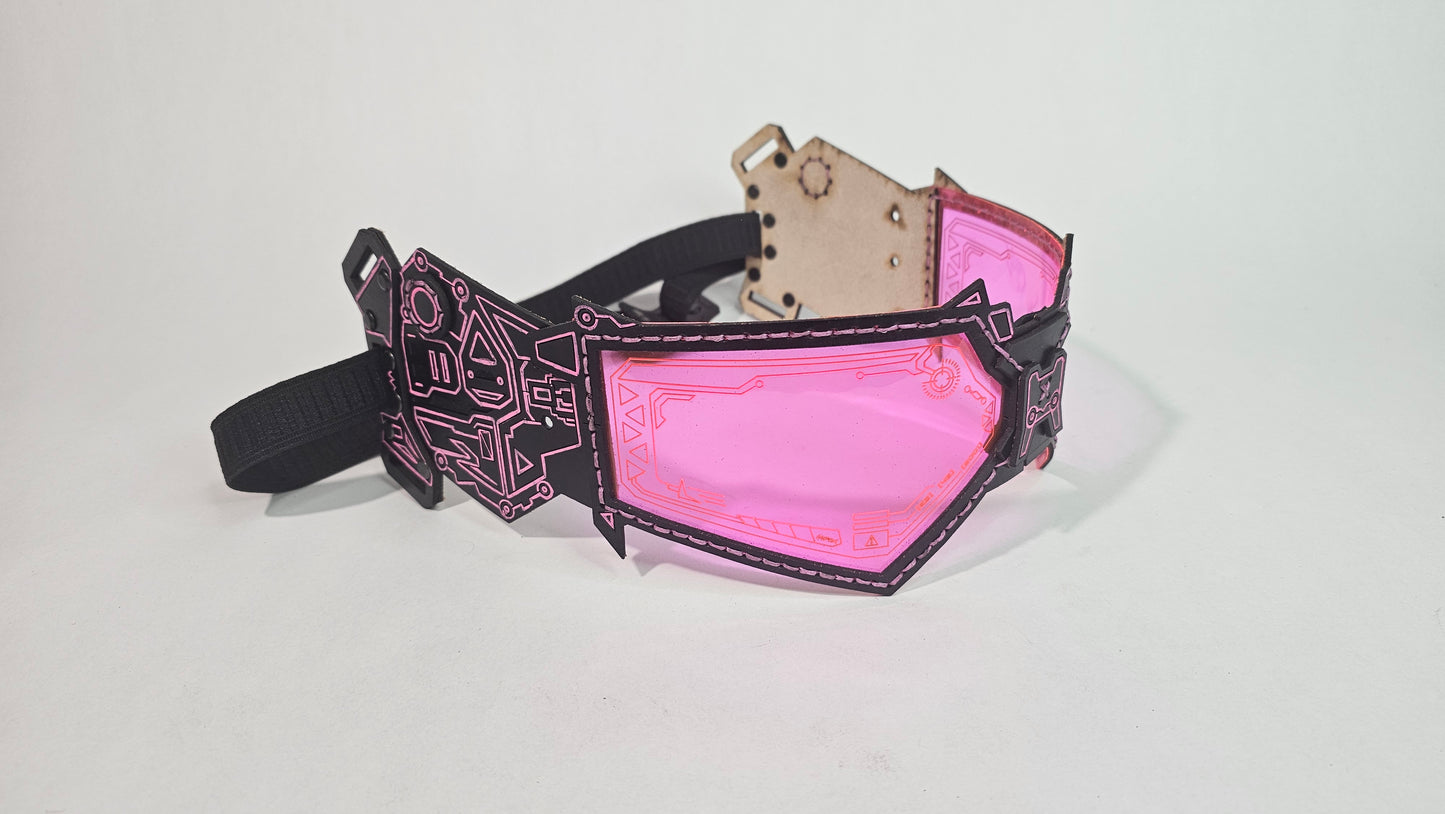 Pink UV Reactive Future Punk Cyber Goggles Visor for Furry Fursuit Head
