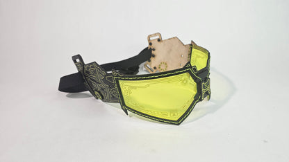Yellow UV Reactive Future Punk Cyber Goggles Visor for Furry Fursuit Head