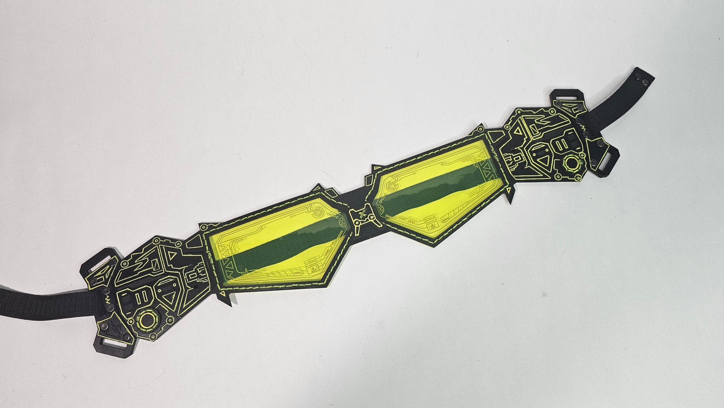 Yellow UV Reactive Future Punk Cyber Goggles Visor for Furry Fursuit Head