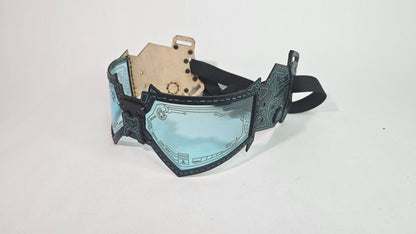Turquoise UV Reactive Future Punk Cyber Goggles Visor for Furry Fursuit Head