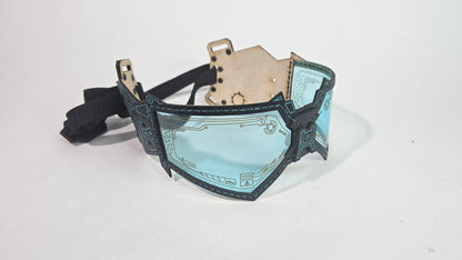 Turquoise UV Reactive Future Punk Cyber Goggles Visor for Furry Fursuit Head