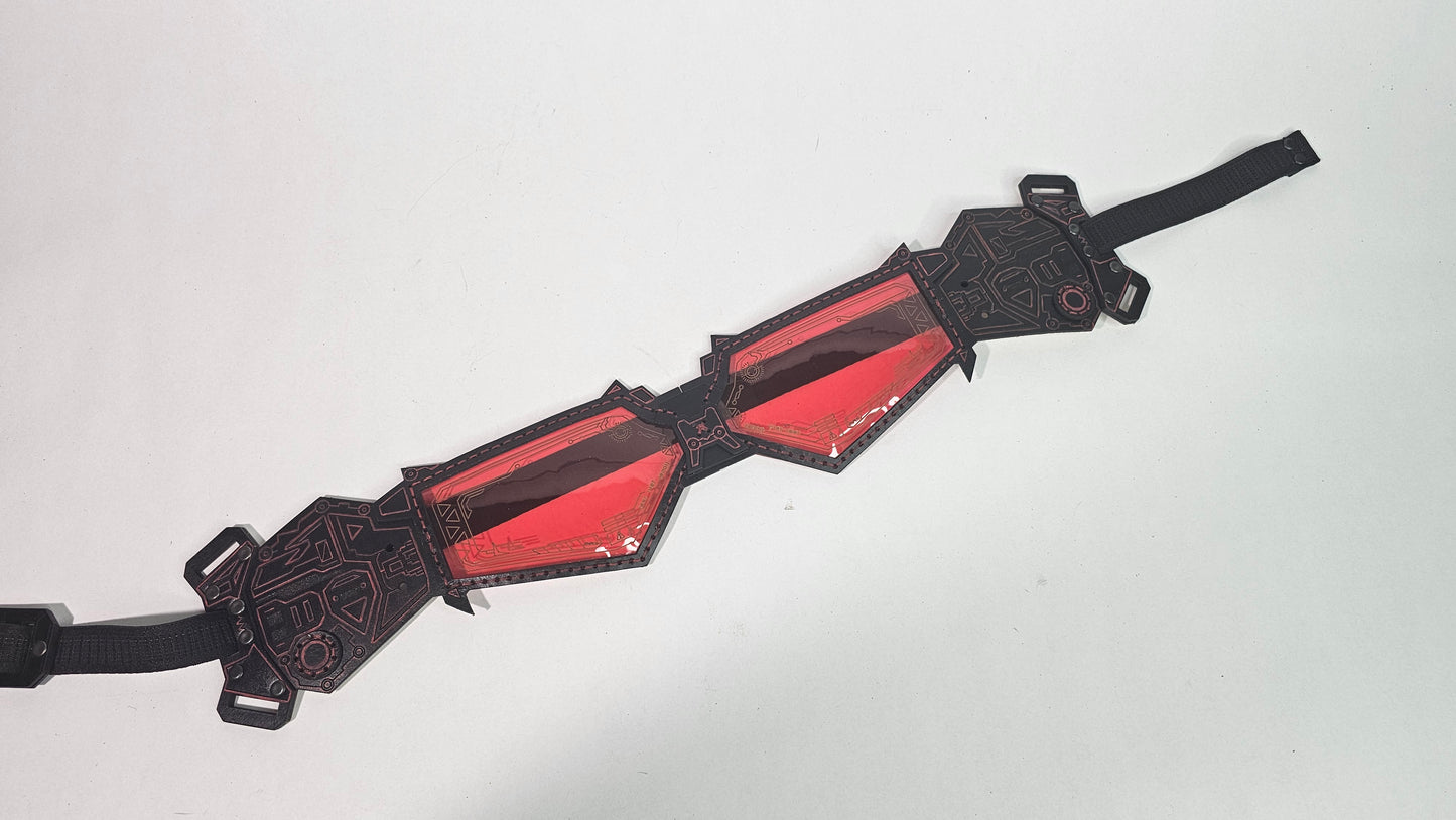 Red UV Reactive Future Punk Cyber Goggles Visor for Furry Fursuit Head