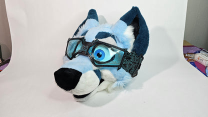 Turquoise UV Reactive Future Punk Cyber Goggles Visor for Furry Fursuit Head