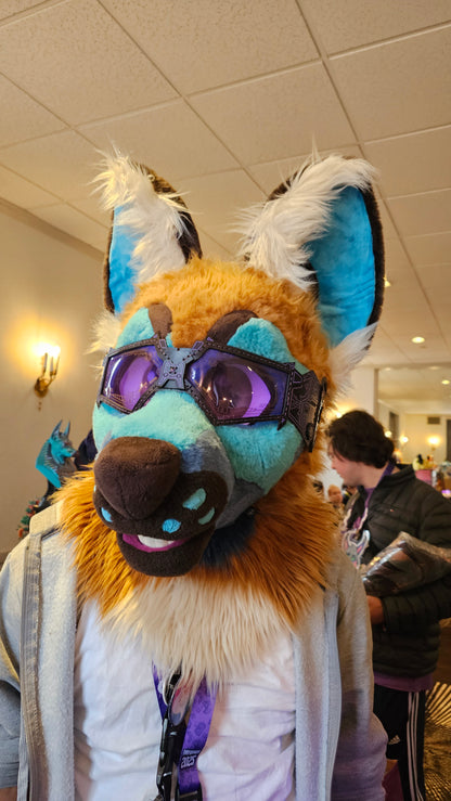 Purple UV Reactive Future Punk Cyber Goggles Visor for Furry Fursuit Head