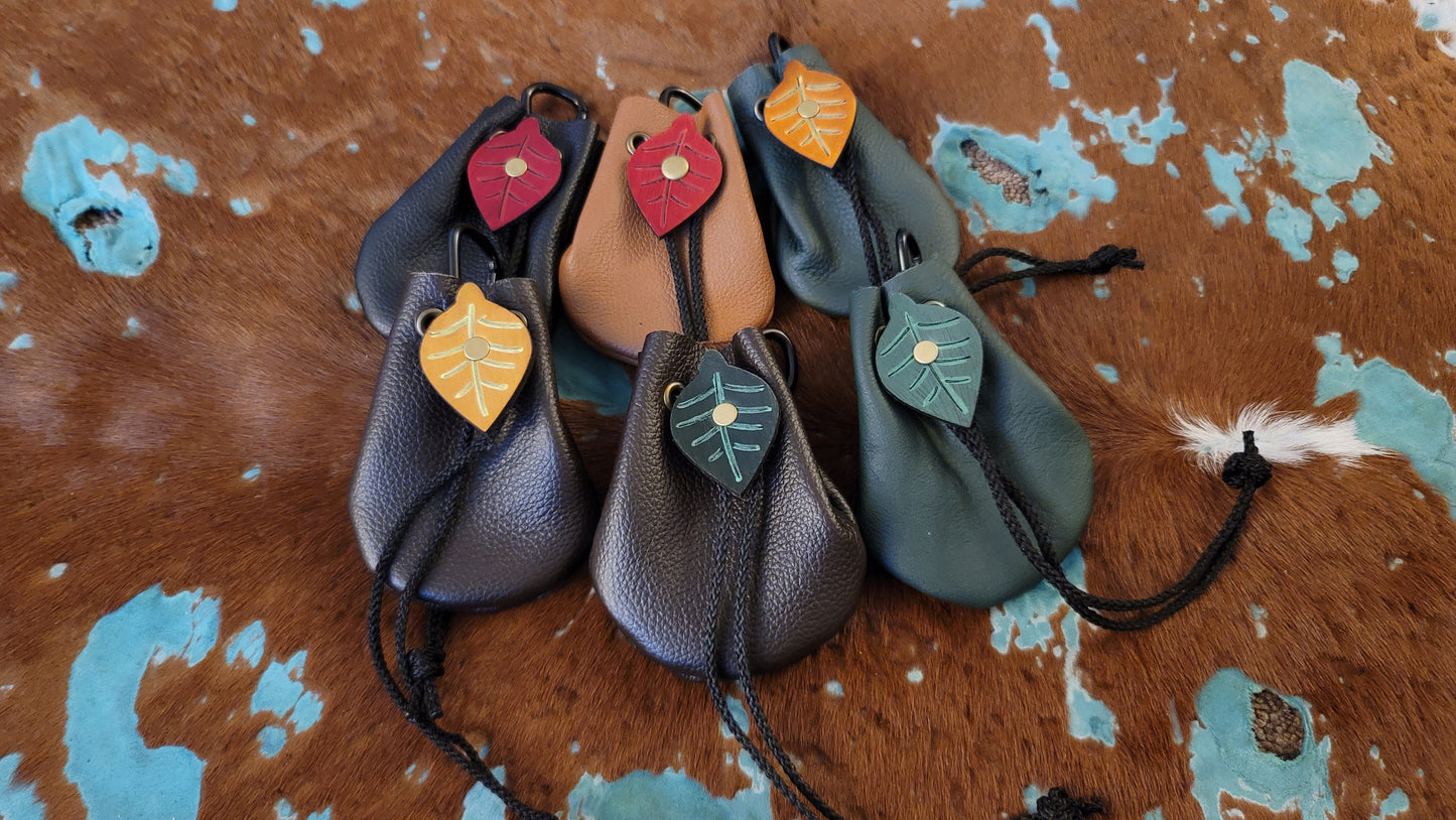 Leather Dice Bags With Elvin Leaf Charm GLOWS